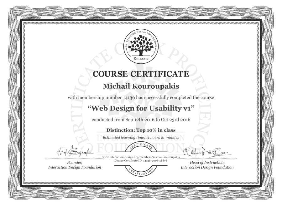 Michail Kouroupakis s Course Certificate: Web Design for Usability
