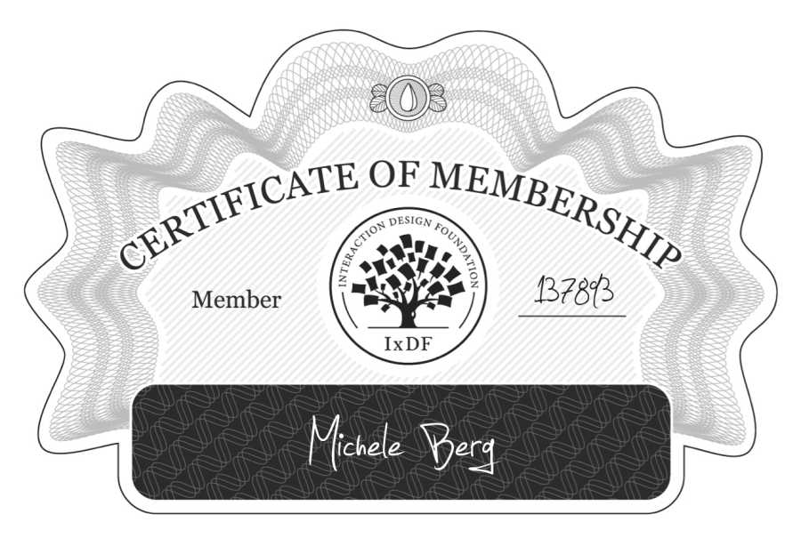 Michele Berg Certificate of Membership IxDF